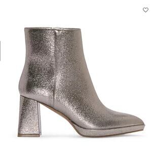 Worthington Womens Bannow Flared Heel Booties Pewter Color Size 8